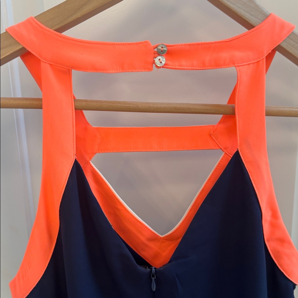 Skies Are Blue Dark Blue and Bright Orange Mini Dress - Picture 5 of 11